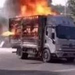 آتش سوزی ناگهانی کامیون در فقدان کپسول آتش نشانی